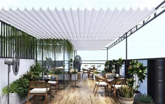 MÁI BẠT XẾP QUÁN CAFE M01